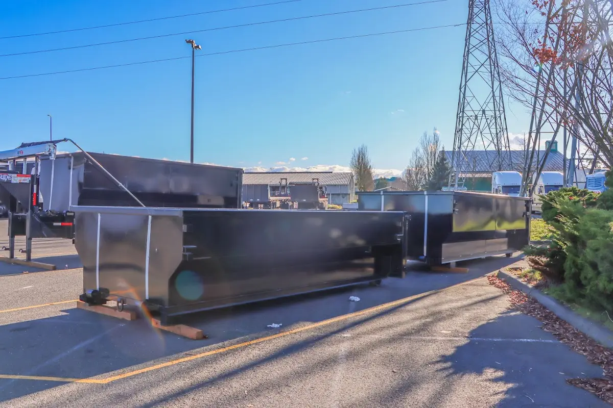 Roll-off dumpster ready for waste disposal at job site for Construction Dumpster Rental in Poplar Grove